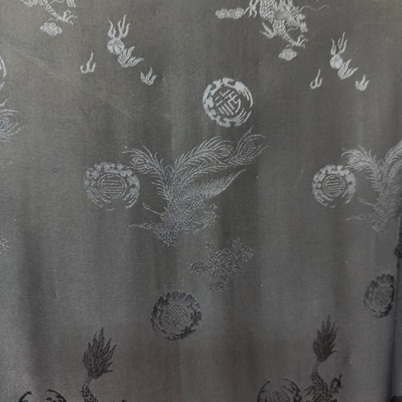 Silk Asian Waddle Jacket Frog Closures Blue Embroidered Pattern Medium Women's - Picture 13 of 13